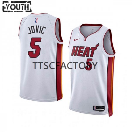 Maillot Basket Enfant Miami Heat Nikola Jovic 5 Nike 2022-23 Association Edition Blanc Swingman